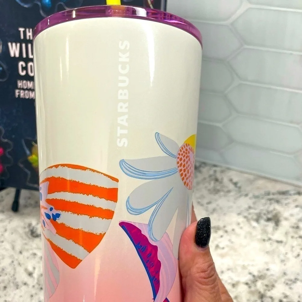 Starbucks Summer 2024 White Floral SS Venti Tumbler. NWT. Stainless steel.